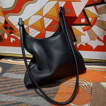 Минималистская сумка через плечо из коровьей кожи Head Layer, новая мягкая и липкая маленькая сумка, модная сумка через плечо, женская сумка из натуральной кожи Small size 21 x 4 x 20+cm белый