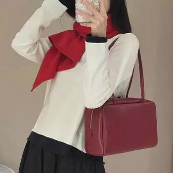 Минималистская сумка-тоут для боулинга из натуральной кожи 2025 года – женская сумка через плечо под мышкой чёрный