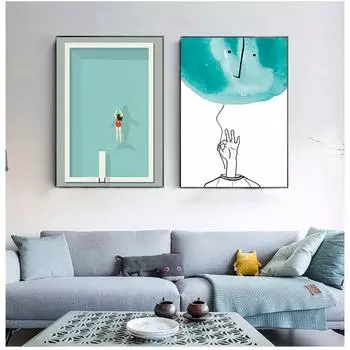 Минималистский бассейн, печать на холсте, живопись, плакаты, искусство для гостиной 21cm30cm NoFrame