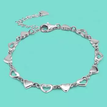 Минималистский браслет из стерлингового серебра 925 пробы, женский браслет-цепочка в форме сердца, 8 дюймов, очаровательные ювелирные изделия, подарок на день рождения