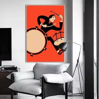Минималистский музыканты, скрипач, виолончелист, певец, концертина, плакаты и принт, холст, живопись, настенные художественные фотографии, домашний декор, без рамки 21*30cm