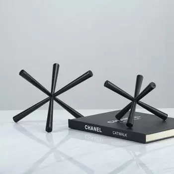 Минималистский современный геометрический трехмерный черный металлический крест пресс-папье для офиса, кабинета, мягкого украшения, украшений