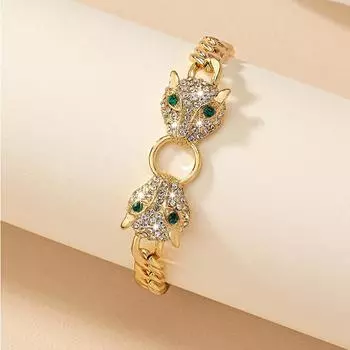 Минималистский стиль круглый браслет с головой леопарда эмалированная глазурь 17CM