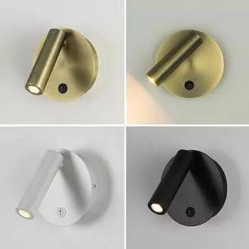 Минималистский светодиодный настенный светильник, светильник для чтения в коридоре, спальне, кабинете, отеле, ночник, регулируемый вращающийся настенный светильник 3 Вт, прожектор Warm White белый