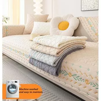 Минималистский водоотталкивающий хлопковый противоскользящий коврик для дивана, современная гостиная, пылезащитный чехол для дивана, подушка для сиденья, защитный чехол для спинки Pillow Cover 40x40cm хаки