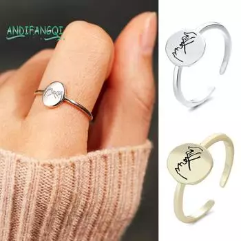Минималистское кольцо на палец скорректированного размера - не выцветает, глянцевый геометрический очаровательный, рука об руку ко Дню святого Валентина, открытое кольцо для пары серебряный