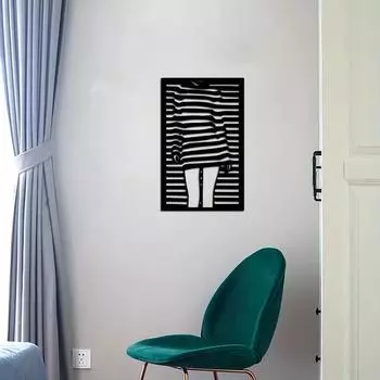 Минималистское современное женское настенное искусство из металла - абстрактный полосатый дизайн | Элегантное украшение интерьера для спален и кабинетов светло-серый