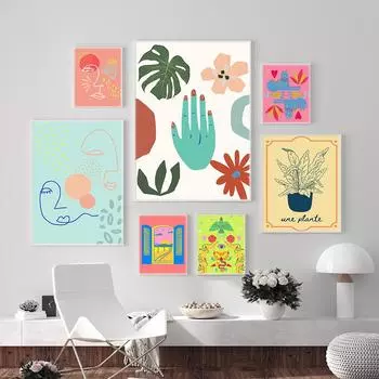 Минимализм, абстрактные женские лица, принт на холсте, живопись, французский растительный эскиз, плакат, скандинавская гостиная, спальня, настенный художественный декор, фотографии 21cm30cm NoFrame