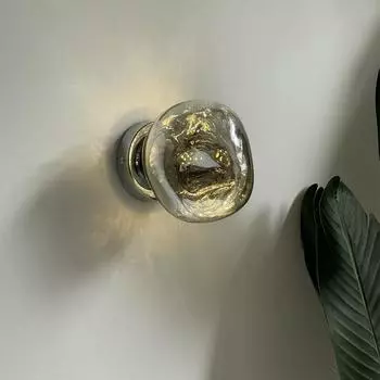 Минимализм Лава светодиодный настенный светильник атмосфера зеркало стекло спальня бра гостиная коридор прикроватный арт декор внутреннее настенное освещение Dia15cm&Warm White 3000K серебряный