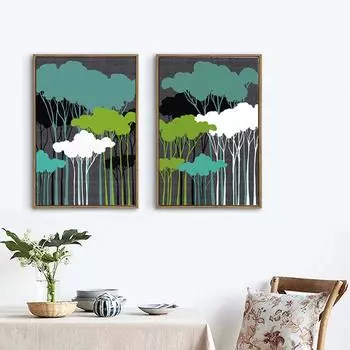 Минимализм, современное искусство, картины, джунгли, зеленое дерево, холст, картина, настенный постер для студии, домашний декор, экологические ремесла 40x60cm No Frame