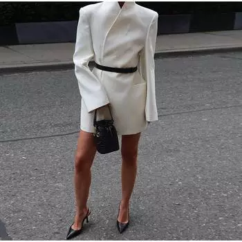 Минимализм Женская куртка Однотонная куртка с длинным рукавом Кардиган Винтажный воротник-стойка Женское пальто Модные элегантные пальто Топы S белый