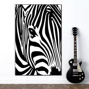 Минимализм Животное Зебра Абстрактная Картина на Холсте Плакаты и Принты Современного Искусства Картины для Гостиной Домашнего Настенного Декора Без Рамки 21*30cm