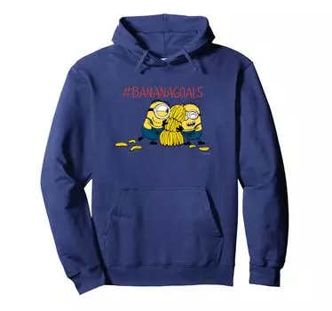 Худи с изображением миньона #BANANAGOALS синий