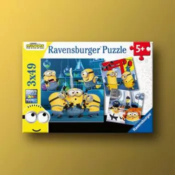 Minions Naughty 3X49 Piece Ravensburger 5 Year Old Puzzle, популярная корейская настольная игра