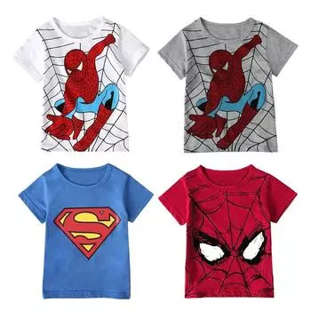 MINISO 2025 summer t-shirt kids clothes kawaii superman t shirts anime casual clothes child girl boy cartoon top t-shirt kids 100