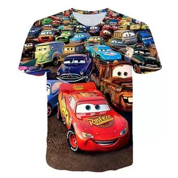 MINISO Cars Children s T-shirt Lightning McQueen 3d Printed Charming Short Sleeve Boys And Girls Top Street Shirt Fashion Clothing 100