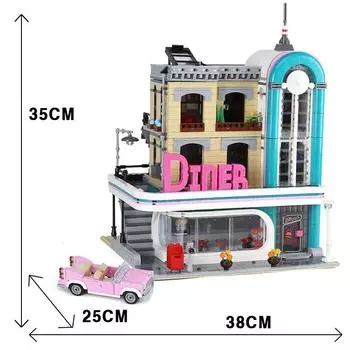 MINISO Disney 2488PCS Downtown Diner Building Blocks Bricks Compatible 10260 15037 Education Kids Christmas Birthday Gifts Toys