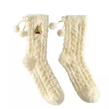 Miniso Disney Винни Пух Плюшевые Носки Карнавальные Зимние Толстые Плюшевые Для Девочек Теплые Дышащие Мягкие Модные Домашние Носки 1 Пара One Size