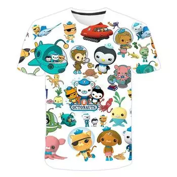 MINISO Kawaii Octonauts T Shirts Anime Cartoons Casual Clothes Kid Girl Boy Top Tee Shirt Summer Octonauts Children T-shirt 100