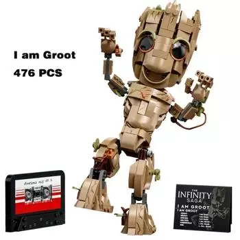 MINISO Marvel 475Pcs Groot Superhero Guardians of The Galaxy Model Brick 76217 Building Block Kids Toys Christmas Gifts for Boys