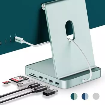 Minisopuru USB C Hub для iMac 24 дюйма iMac USB Hub Поддержка NVMe iMac Аксессуары для iMac с USB C USB A SSD 2021/2023/2024, M.2 SSD, M1/M3/M4, зелёный