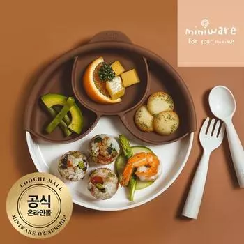Miniware 2-го поколения детское блюдо с присоской из маниоки и разделителем тарелок, корейские детские товары Gray + Lavender