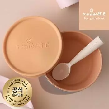 Miniwear 2-го поколения Cassava Suction Baby Tableware миска для хлопьев + ложка, корейские детские товары Vanilla + Gray