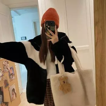 Mink velvet, environmentally friendly fur, mink coat, fur integrated color matching version, stand-up collar, long fur coat, female winter within S57.5kg молочный белый