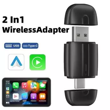 MINl 2in1 беспроводной адаптер CarPlay и Android Auto Mini Box Carplay проводной беспроводной Bluetooth-ключ для Apple android Car Smart Box Type-C/USB
