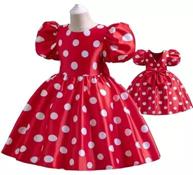 Минни Минни Маус Косплей Дети Девочки Рукав Одиночный Аниме Весна Лето Осень Зима Цельный Горошек Одежда Костюм Дети Хэллоуин красный