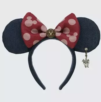 Minnie Mouse denim headband with opossum charm Disney Resort (Tokyo exclusive)