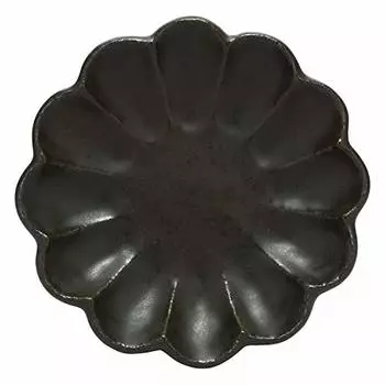Mino Ware 555-0046 Kaneko Komohei Linka Plate, Medium Plate, Black, Kneeling Flowers, Diameter Approx. 6.7 inches (17 cm), Microwave and Dishwasher Sa