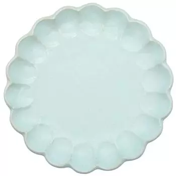 Mino Ware 555-0110 Kaneko-Kohei Linker Plate,Platter, Sky Blue, Braided Flowers, Diameter 10.6 inches (27 cm), Meat Plate, Microwave, Dishwasher Safe,