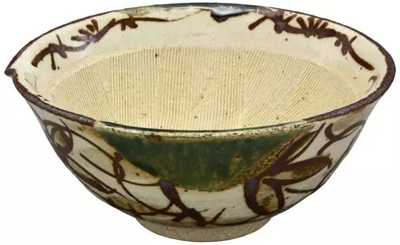 Mino Ware Akiko Kato Katakuchi Mortar 16 x Height 7 Oribe Tetsusen Pottery Made in Japan (Width approx. cm) 511-0006