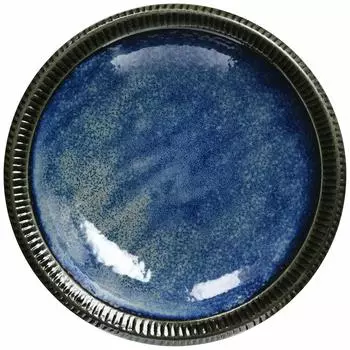 Mino Ware Blue like the Deep Sea Pasta Plate Curry Plate 21cm Plate Blue Dishwasher Microwave Safe Stylish Tableware Made in Japan Approx. 132-0806