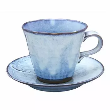 Mino ware coffee bowl and plate, Jun kiln, made in Japan 502-36