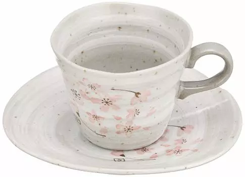 Mino ware coffee bowl plate flower glaze pink made in Japan