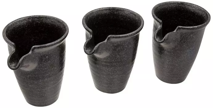 Mino Ware Cold Sake Cup Set of 3 Silver Black 399-21-41E(3)
