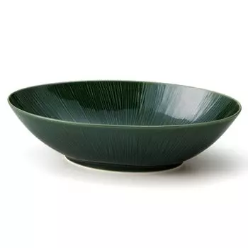 Mino ware curry approximately 25cm microwave and dishwasher crease made in product number miyama dish, oval, diameter, safe, pattern, Oribe, Japan,
