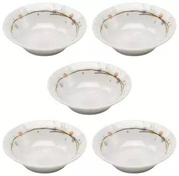 Mino Ware Deep Plate Set of 5 Hanatemari 3.5 145477(5)
