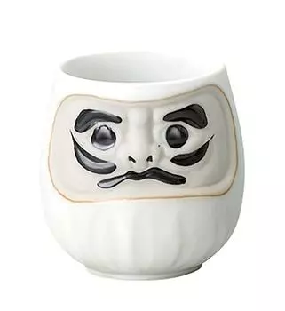 Mino Ware Feng Shui Daruma Sushi Tea Cup White (Health LuckWarding Off Misfortune) K11210