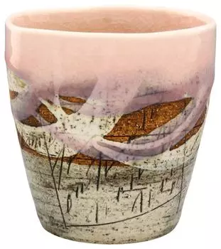 Mino Ware Hideki Hayashi Line Cup Tumbler Capacity Approximately 240ml Made in Japan Pink Engraving (Round) 119-0007 розовый