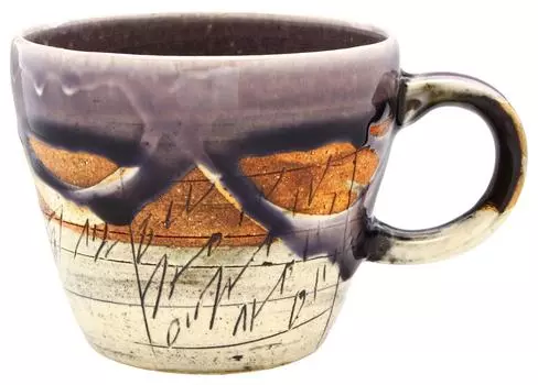 Mino Ware Hideki Hayashi [Plum Purple Line Engraving] Mug Cup Capacity Approximately 300ml Made in Japan 119-0017