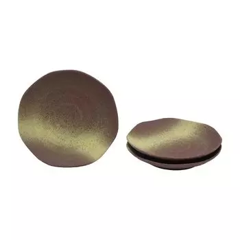 Mino Ware Japanese Style Cafe Series Arakezuri Twisted Coffee Plate Shaded Colored Brush Sumi 3 Pieces