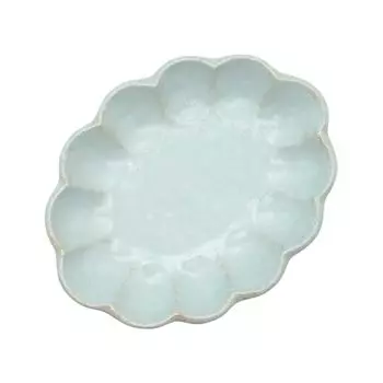 Mino Ware Kaneko Kobei Oval Oval Plate Medium Plate Sky Blue Blue Flower Flower Diameter Approximately 19 x 15cm Microwave Dishwasher Safe Made in