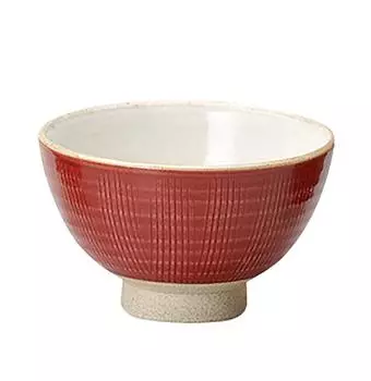 Mino Ware Kanzashi Rice Bowl Vermilion K11175