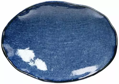 Mino ware kiln change oval plate 132-0304