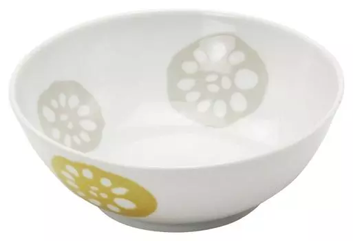 Mino Ware легкая маленькая тарелка-миска с узором из корней лотоса, желтая, приблизительно. Диаметр 14 x Высота 5 см Можно использовать в микроволновой печи и посудомоечной машине Сделано в Японии 130947