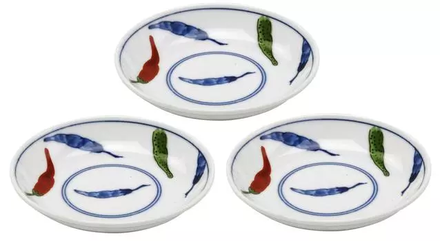 Mino Ware Lightweight 3.5 Plate Set of 3 Nishiki Chili Peppers 139735(3)
