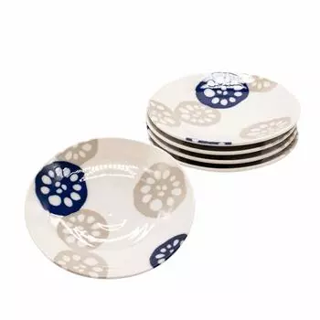 Mino Ware Lightweight Plates Diameter Approx. 14cm Set of 5 Lotus Roots Made in Japan 507-06